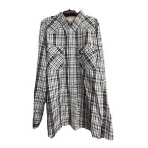 Duluth Trading Armachillo Shirt Mens Large Tall Plaid Western Vented Pearl Snap